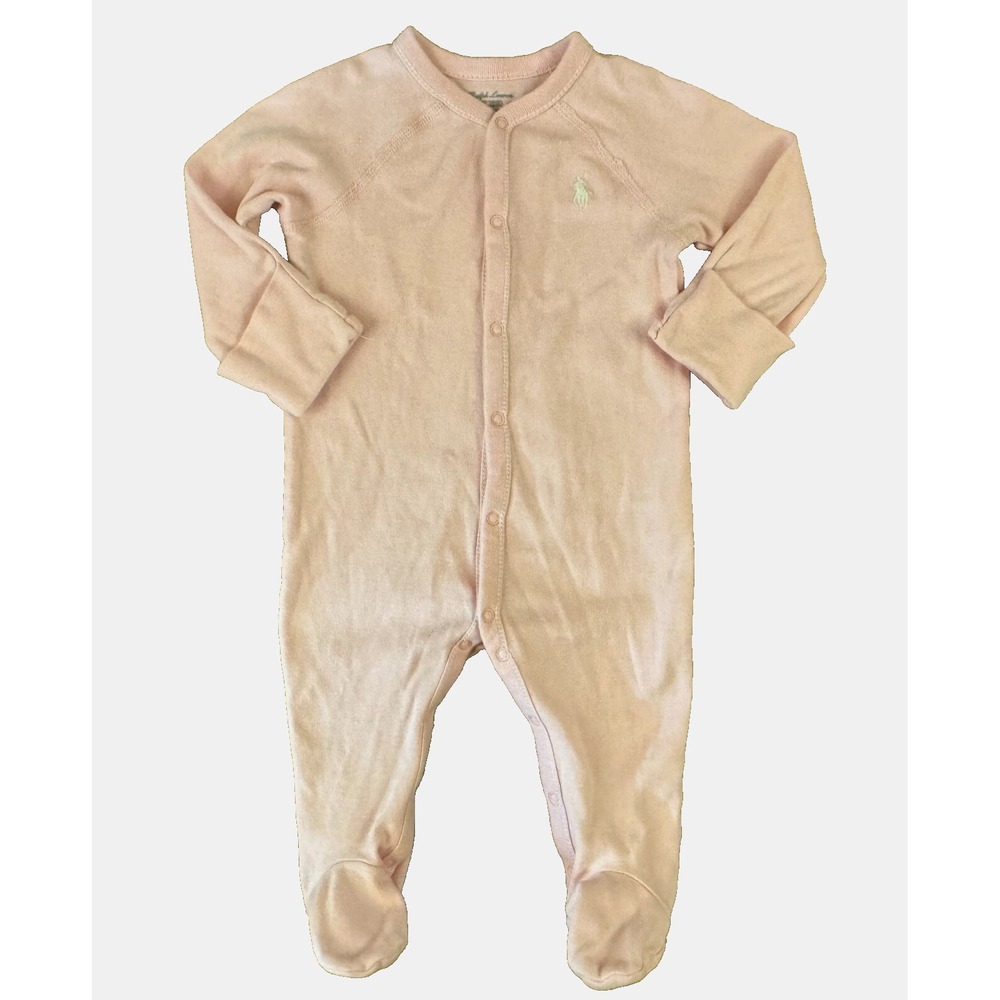 Ralph Lauren Polo Baby Girl Sleeper 6 Months Coverall Layette Footed Pony Logo